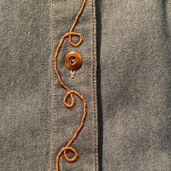 Sigrid Olsen 100% Cotton Blue Embroidered Shirt - Picture 2 of 7